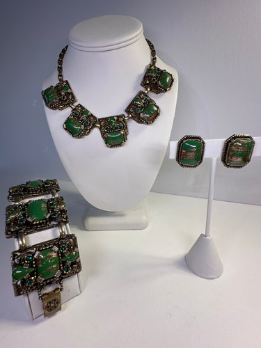 1940s Green Glass and Rhinestone Set Bloomers and Frocks
